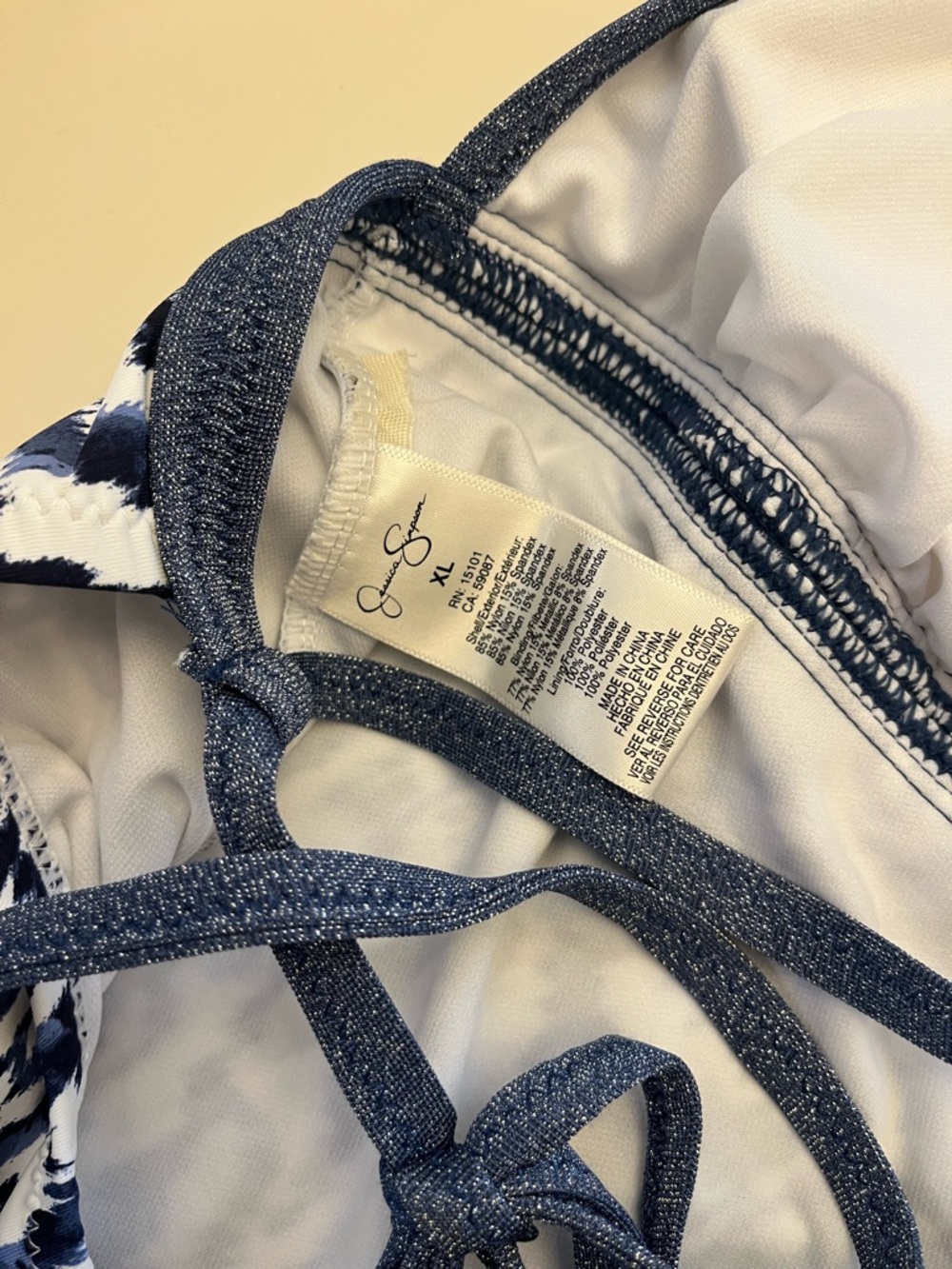 Jessica Simpson Navy and White Patterned Junior One-Piece Swimsuit - Picture 4 of 5